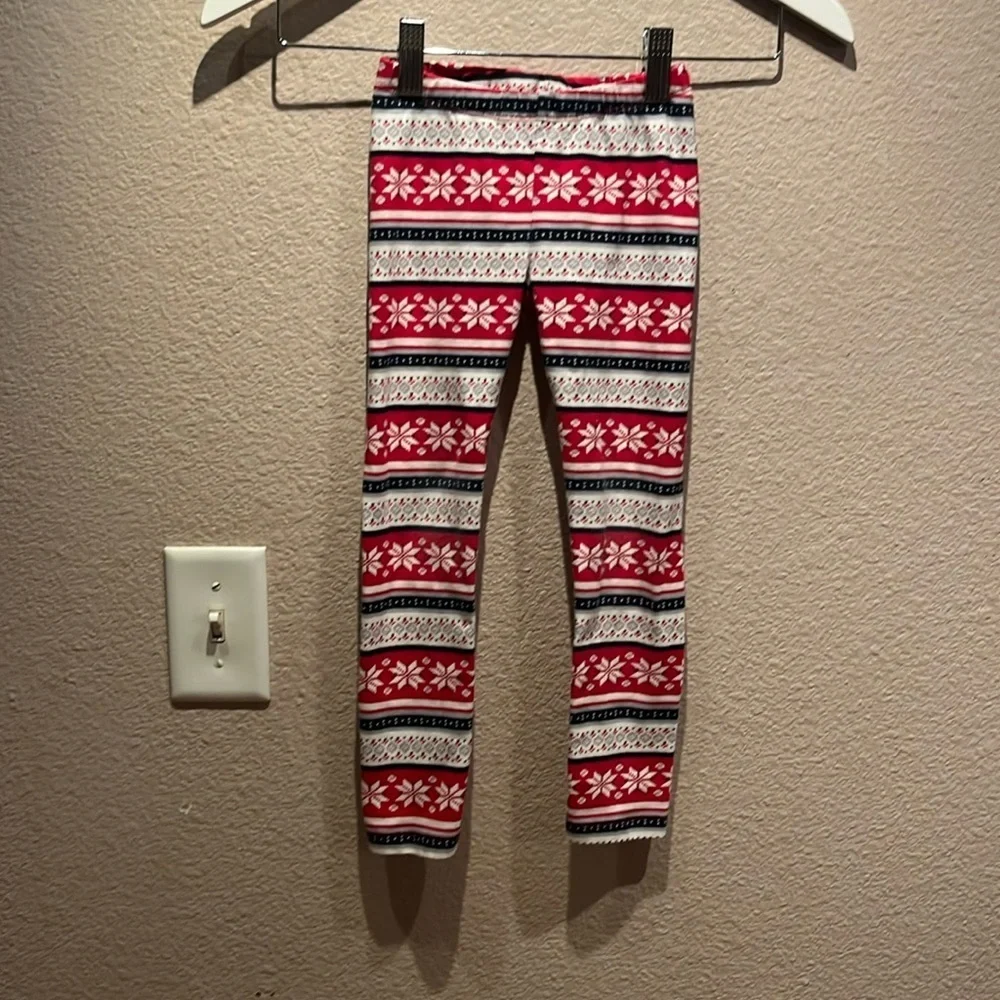 Gymboree Girl’s Holiday Print Christmas Snowflake leggings size 4T Fair Isle